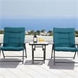 Furniture of America Garthen 3pc Metal Folding Patio Conversation Set in Teal
