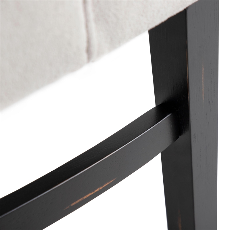 Furniture of America Kindrel Fabric Wingback Arm Chairs in Black (Set of 2)