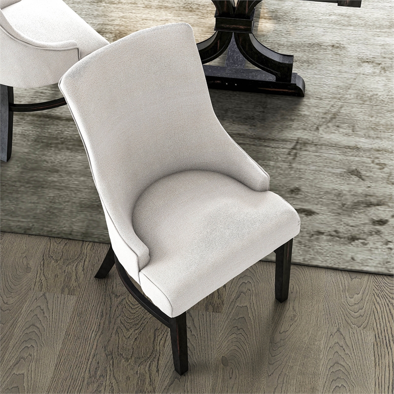 Furniture of America Kindrel Fabric Wingback Arm Chairs in Black (Set of 2)