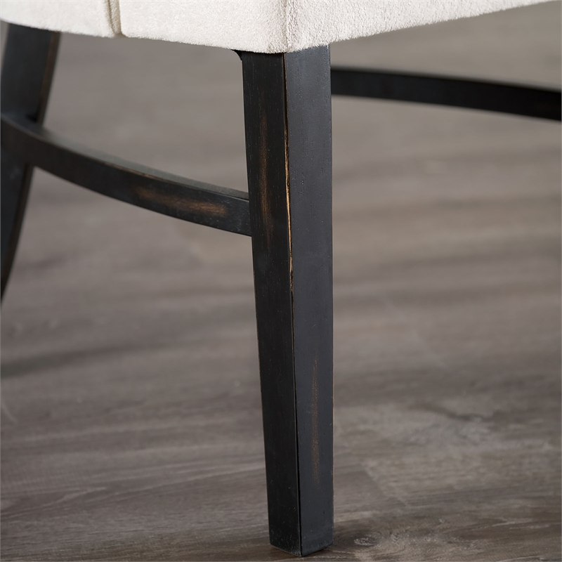 Furniture of America Kindrel Fabric Wingback Arm Chairs in Black (Set of 2)