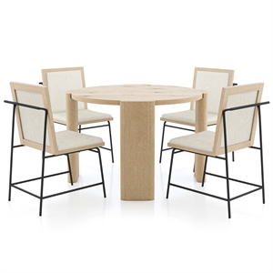 Furniture of America Hallond Solid Wood 5-Piece Round Dining Set in Oak