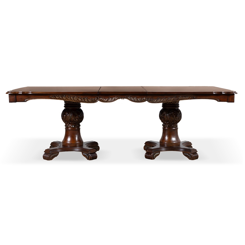 Furniture of America Albernit Solid Wood Expandable Dining Table in Dark Cherry