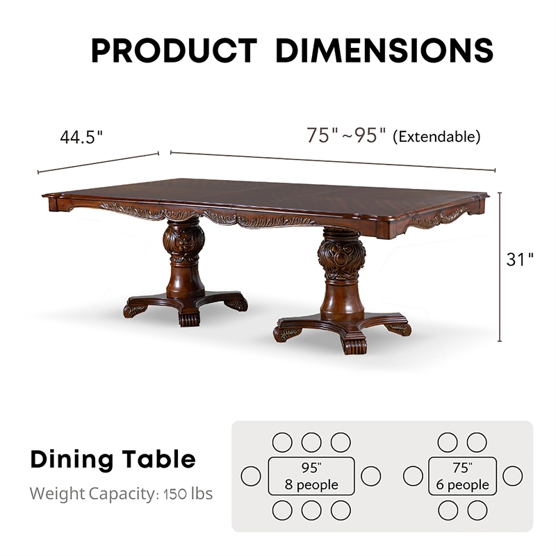 Furniture of America Albernit Solid Wood Expandable Dining Table in Dark Cherry