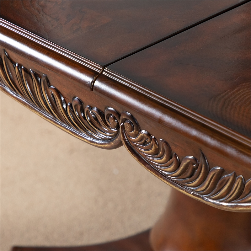 Furniture of America Albernit Solid Wood Expandable Dining Table in Dark Cherry