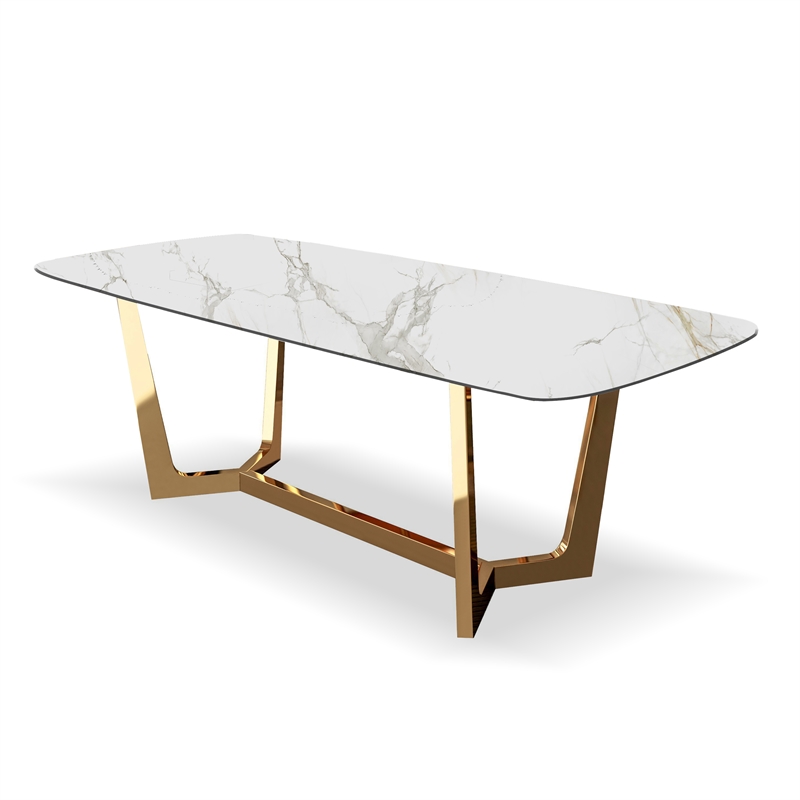 Furniture of America Agorthin Metal 7-Piece Dining Set in Gold