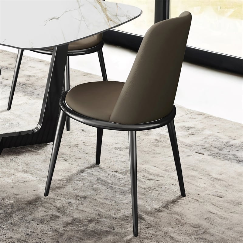 Furniture of America Agorthin Faux Leather Side Chairs in Silver (Set of 2)