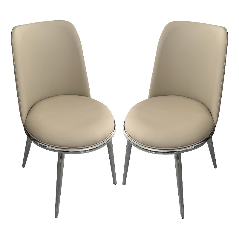 Furniture of America Agorthin Faux Leather Side Chairs in Silver (Set of 2)