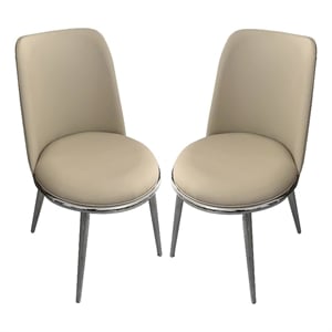 Furniture of America Agorthin Faux Leather Side Chairs in Silver (Set of 2)