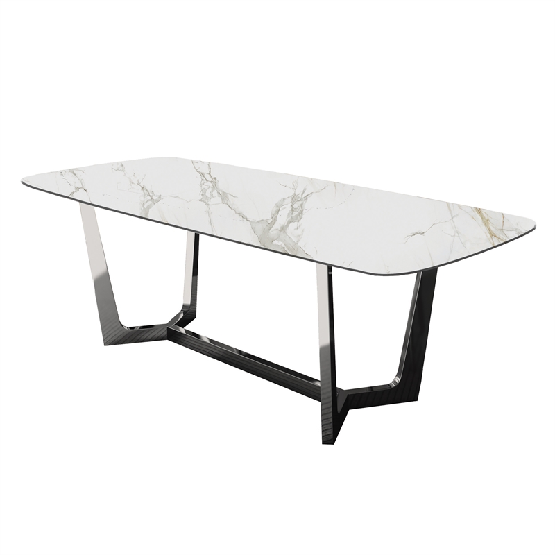 Furniture of America Agorthin Metal 7-Piece Dining Set in Silver