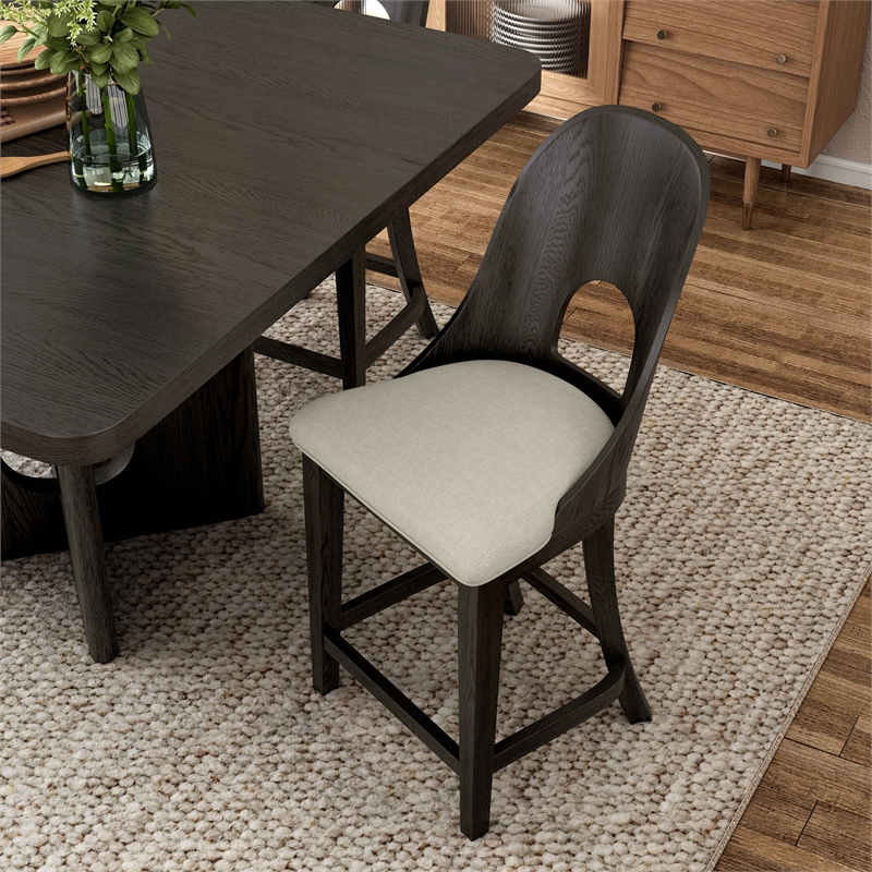 Furniture of America Lizena Solid Wood Counter Chairs in Ash Gray (Set of 2)