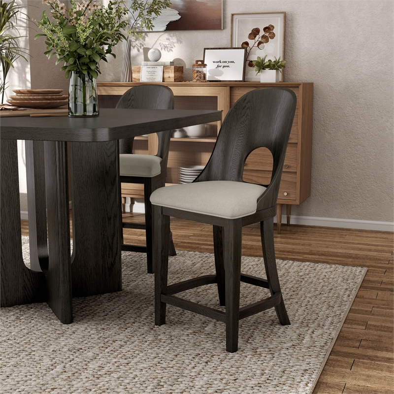Furniture of America Lizena Solid Wood Counter Chairs in Ash Gray (Set of 2)