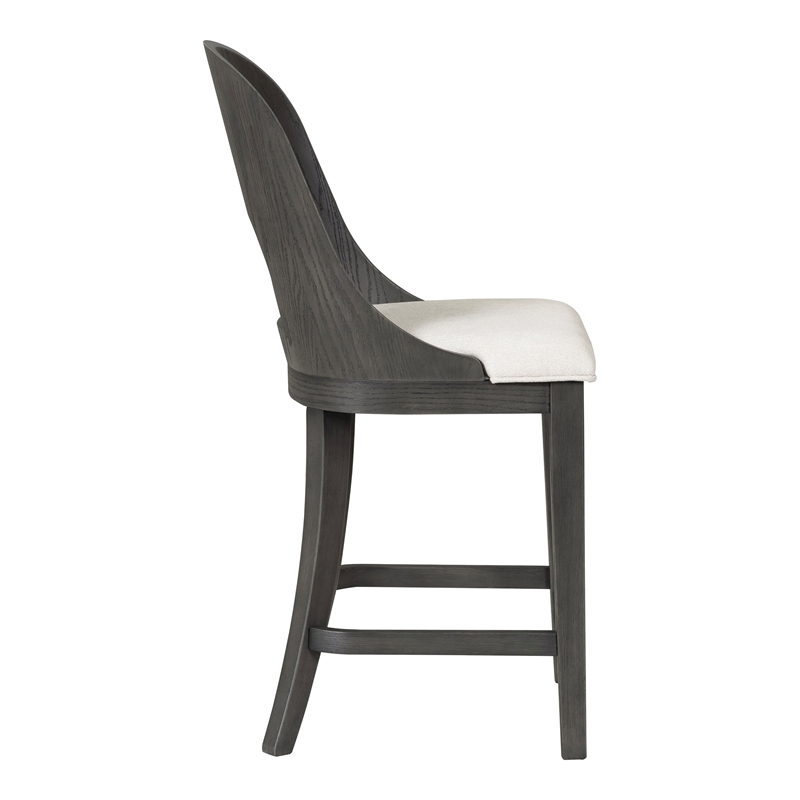 Furniture of America Lizena Solid Wood Counter Chairs in Ash Gray (Set of 2)