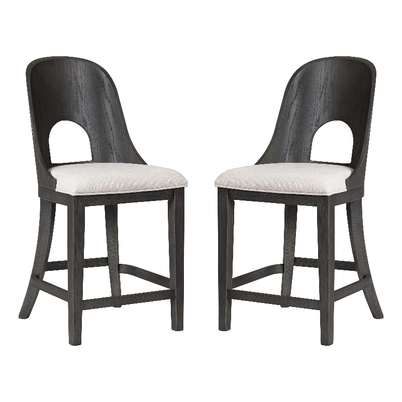 Furniture of America Lizena Solid Wood Counter Chairs in Ash Gray (Set of 2)