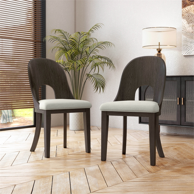 Furniture of America Lizena Solid Wood Side Chairs in Ash Gray (Set of 2)