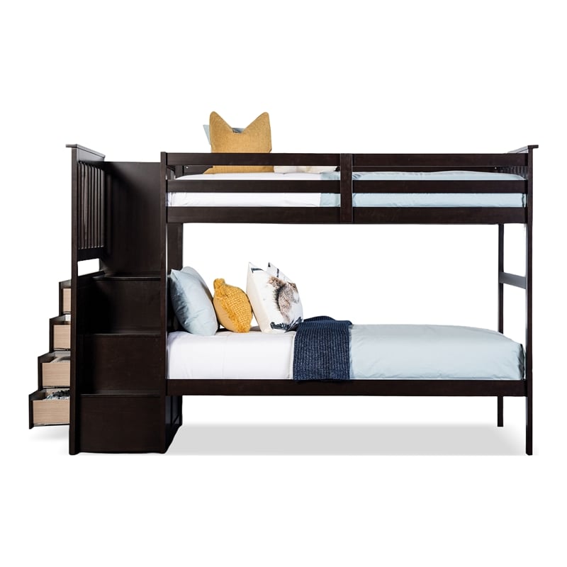 Furniture of America Lapard Solid Wood 4-Drawer Twin Bunk Bed in Espresso