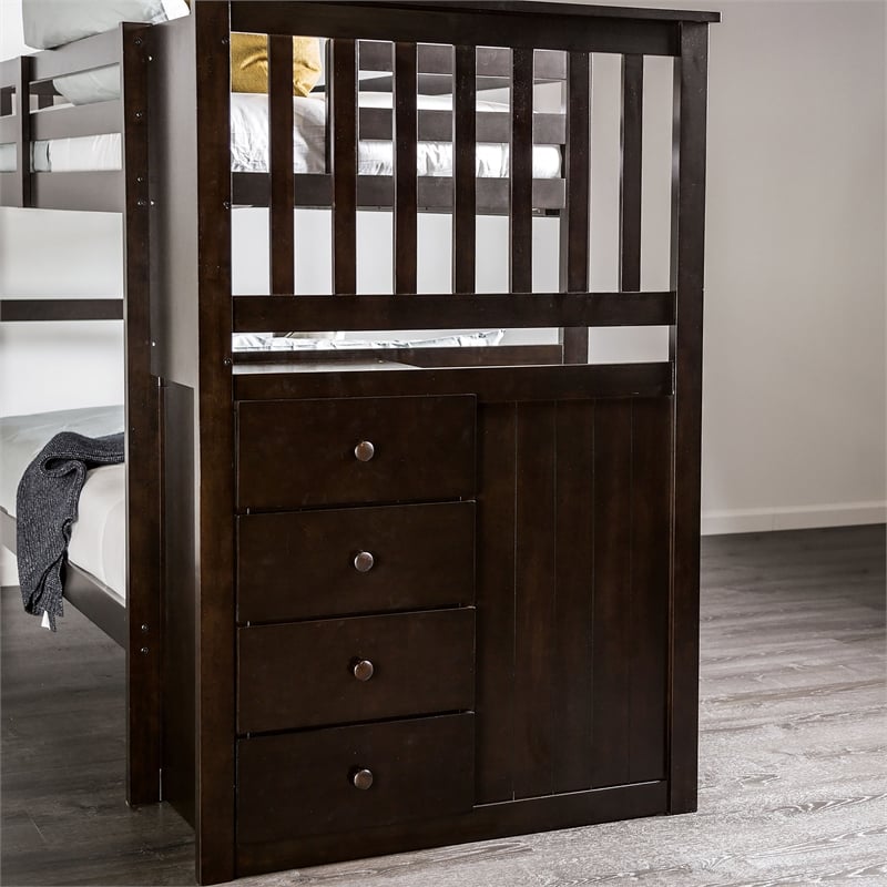 Furniture of America Lapard Solid Wood 4-Drawer Twin Bunk Bed in Espresso