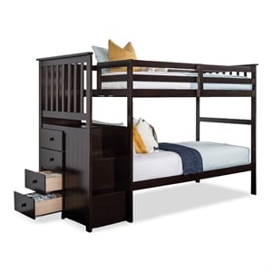 Furniture of America Lapard Solid Wood 4-Drawer Twin Bunk Bed in Espresso