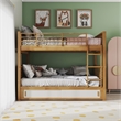 Furniture of America Sowon Solid Wood Storage Twin Bunk Bed in Light Oak