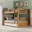 Furniture of America Sowon Solid Wood Storage Twin Bunk Bed in Light Oak