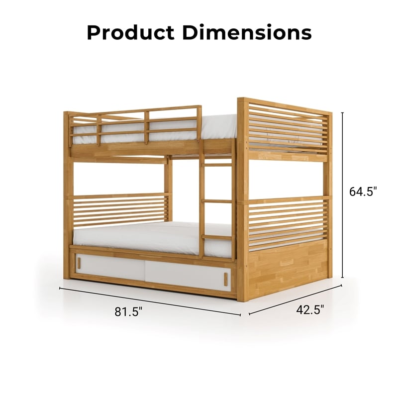 Furniture of America Sowon Solid Wood Storage Twin Bunk Bed in Light Oak