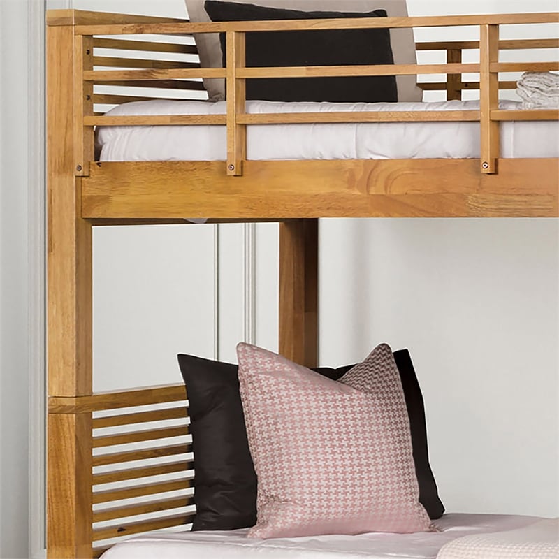 Furniture of America Sowon Solid Wood Storage Twin Bunk Bed in Light Oak