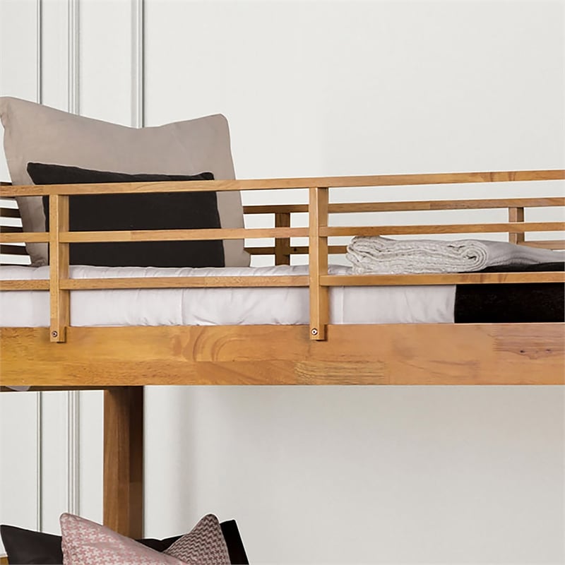 Furniture of America Sowon Solid Wood Storage Twin Bunk Bed in Light Oak