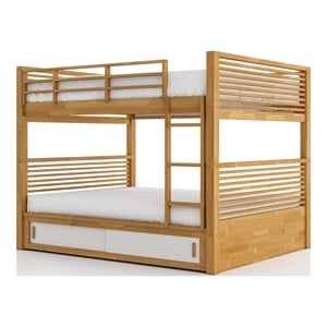 Furniture of America Sowon Solid Wood Storage Twin Bunk Bed in Light Oak
