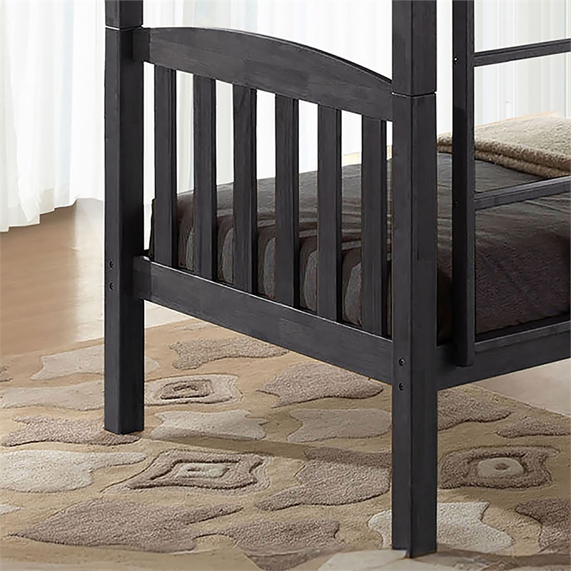 Furniture of America Runin Solid Wood Twin Bunk Bed with Shelves in Stain Gray