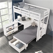 Furniture of America Yalle Solid Wood USBs Twin Loft Bed with Bookcase in White