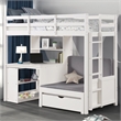 Furniture of America Yalle Solid Wood USBs Twin Loft Bed with Bookcase in White