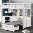 Furniture of America Yalle Solid Wood USBs Twin Loft Bed with Bookcase in White