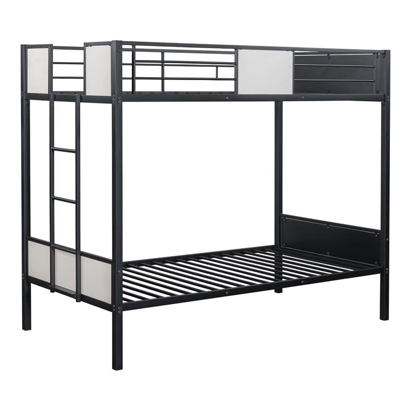 Furniture of America Anella Metal Twin over Twin Bunk Bed in Black