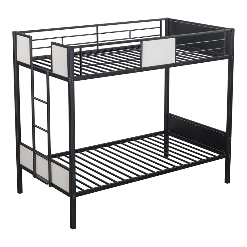 Furniture of America Anella Metal Twin over Twin Bunk Bed in Black