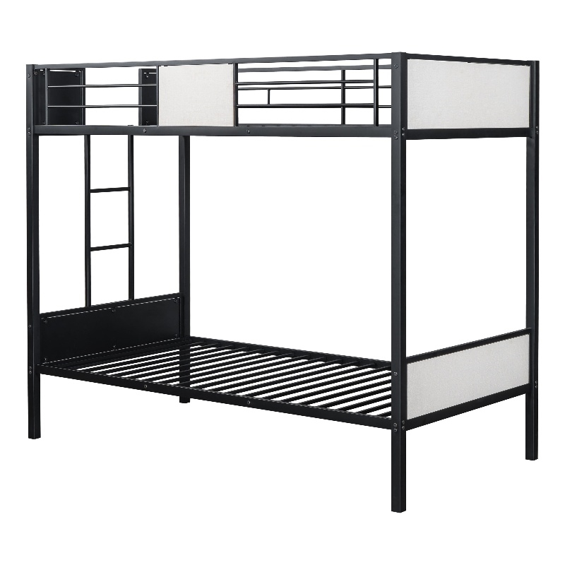 Furniture of America Anella Metal Twin over Twin Bunk Bed in Black