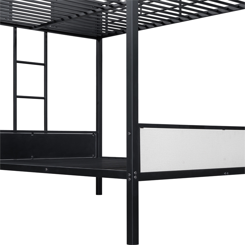 Furniture of America Anella 2pc Metal Full Bunk Bed with Trundle Set in Black
