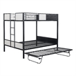Furniture of America Anella 2pc Metal Full Bunk Bed with Trundle Set in Black