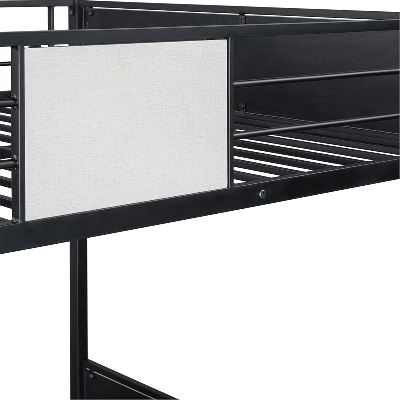 Furniture of America Anella 2pc Metal Twin Bunk Bed with Trundle Set in Black