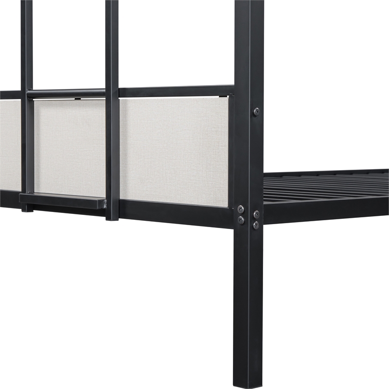 Furniture of America Anella 2pc Metal Twin Bunk Bed with Trundle Set in Black