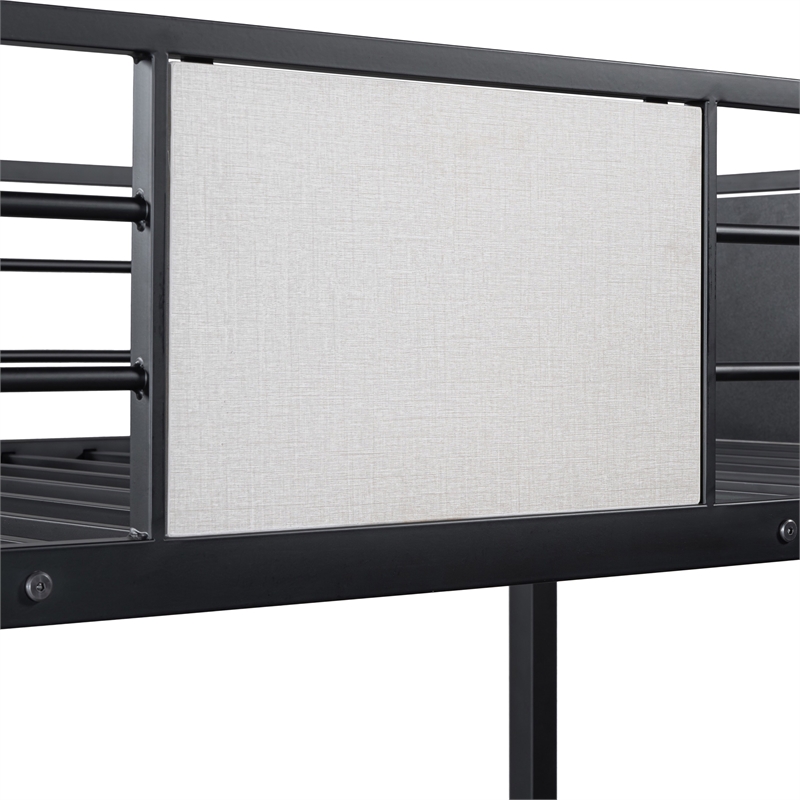 Furniture of America Anella 2pc Metal Twin Bunk Bed with Trundle Set in Black