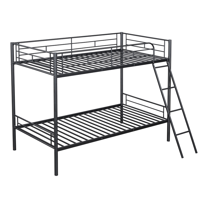 Furniture of America Damentes Metal Twin over Twin Bunk Bed in Black