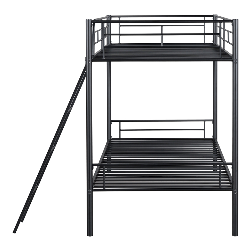 Furniture of America Damentes Metal Twin over Twin Bunk Bed in Black