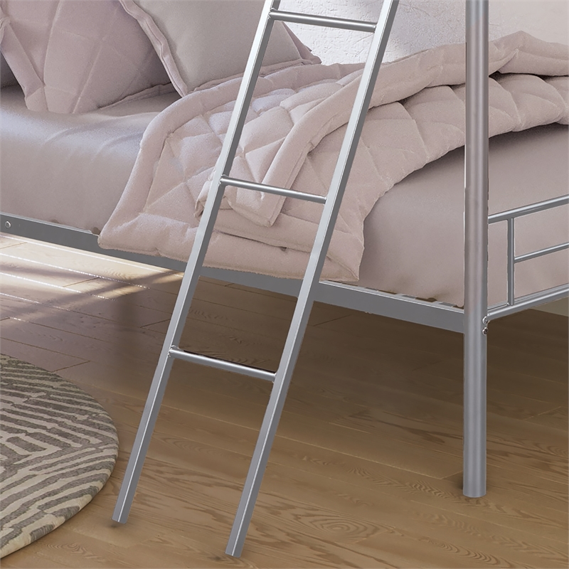 Furniture of America Damentes Metal Twin over Twin Bunk Bed in Silver