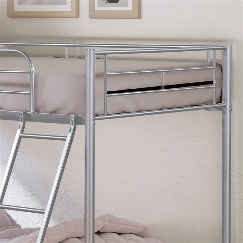 Furniture of America Damentes Metal Twin over Twin Bunk Bed in Silver