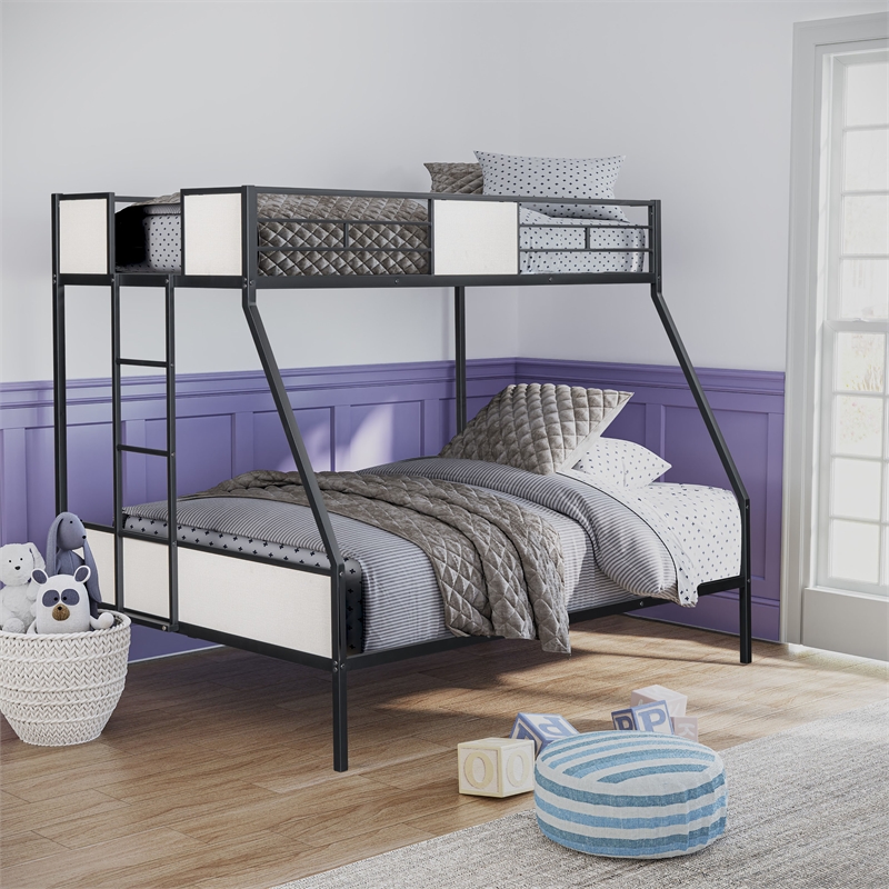 Furniture of America Girgon Metal Two-tone Twin over Full Bunk Bed in Black
