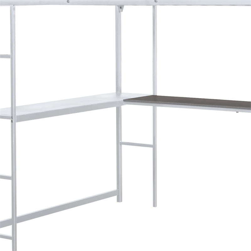 Furniture of America Jaron Metal Full Loft Bed with Attached Ladders in White