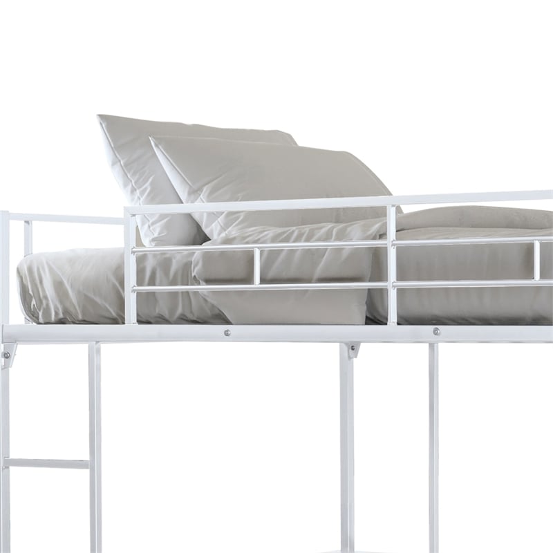 Furniture of America Jaron Metal Full Loft Bed with Attached Ladders in White