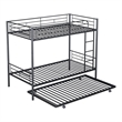 Furniture of America Kurin Metal Twin over Twin Bunk Bed with Trundle in Black