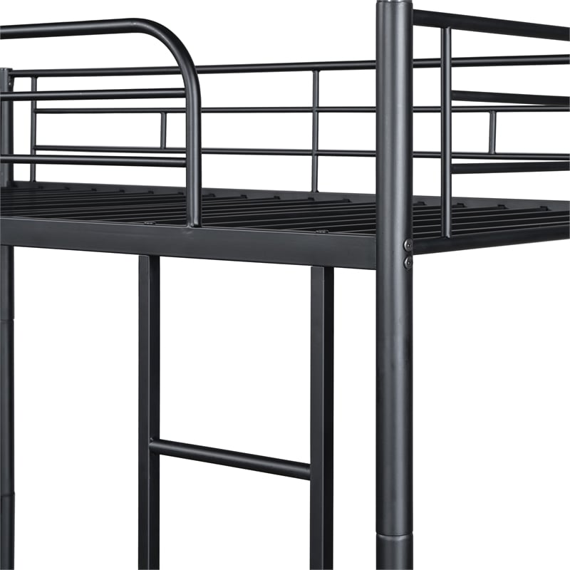 Furniture of America Kurin Metal Twin over Twin Bunk Bed with Trundle in Black