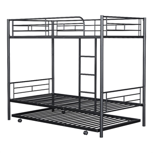 Furniture of America Kurin Metal Twin over Twin Bunk Bed with Trundle in Black