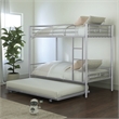 Furniture of America Kurin Metal Twin over Twin Bunk Bed with Trundle in Silver